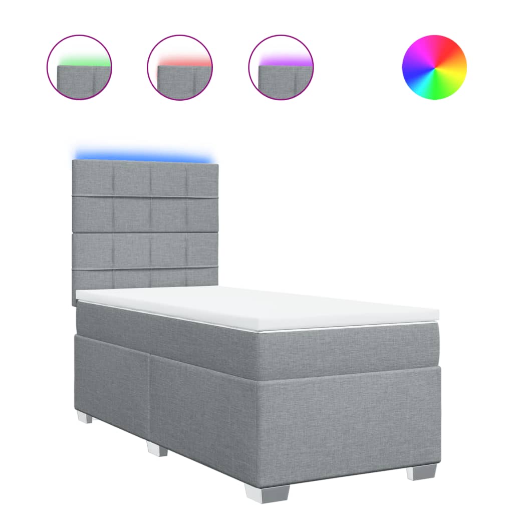 Pat continental cu saltea, gri deschis, 80x200 cm, textil