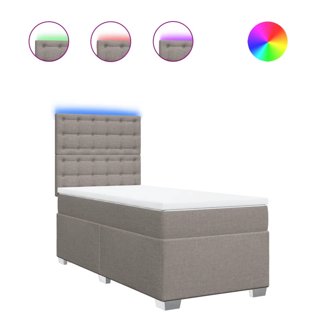 Pat box spring cu saltea, gri taupe, 80x200 cm, textil