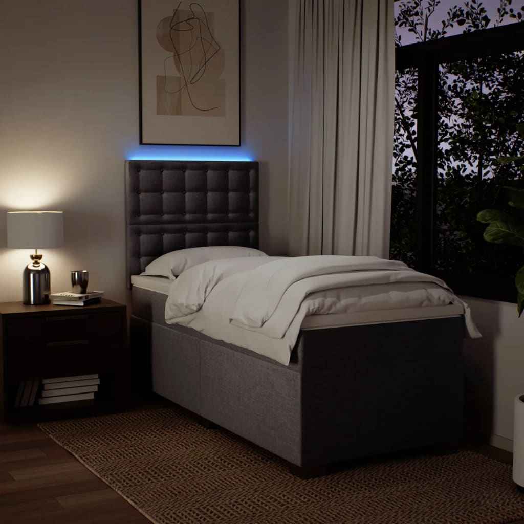 Pat box spring cu saltea, gri taupe, 80x200 cm, textil