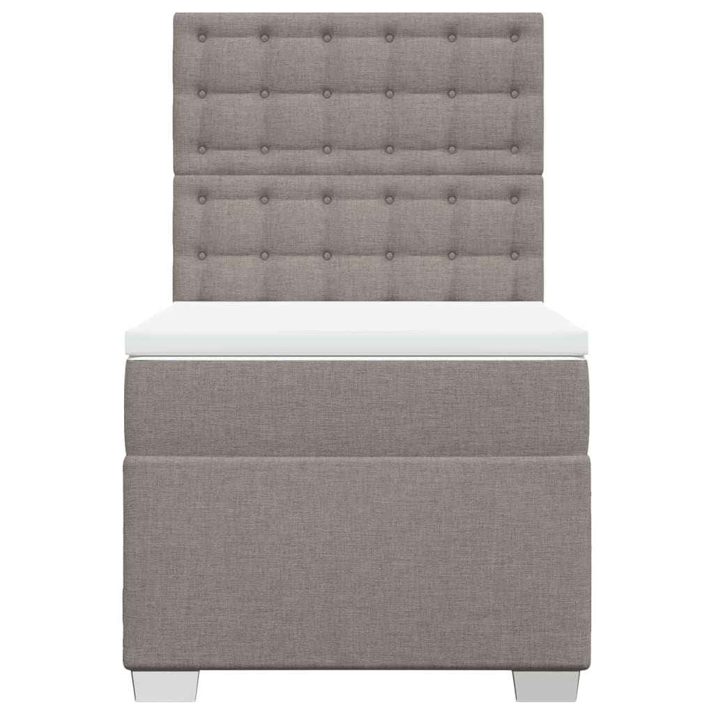 Pat box spring cu saltea, gri taupe, 80x200 cm, textil
