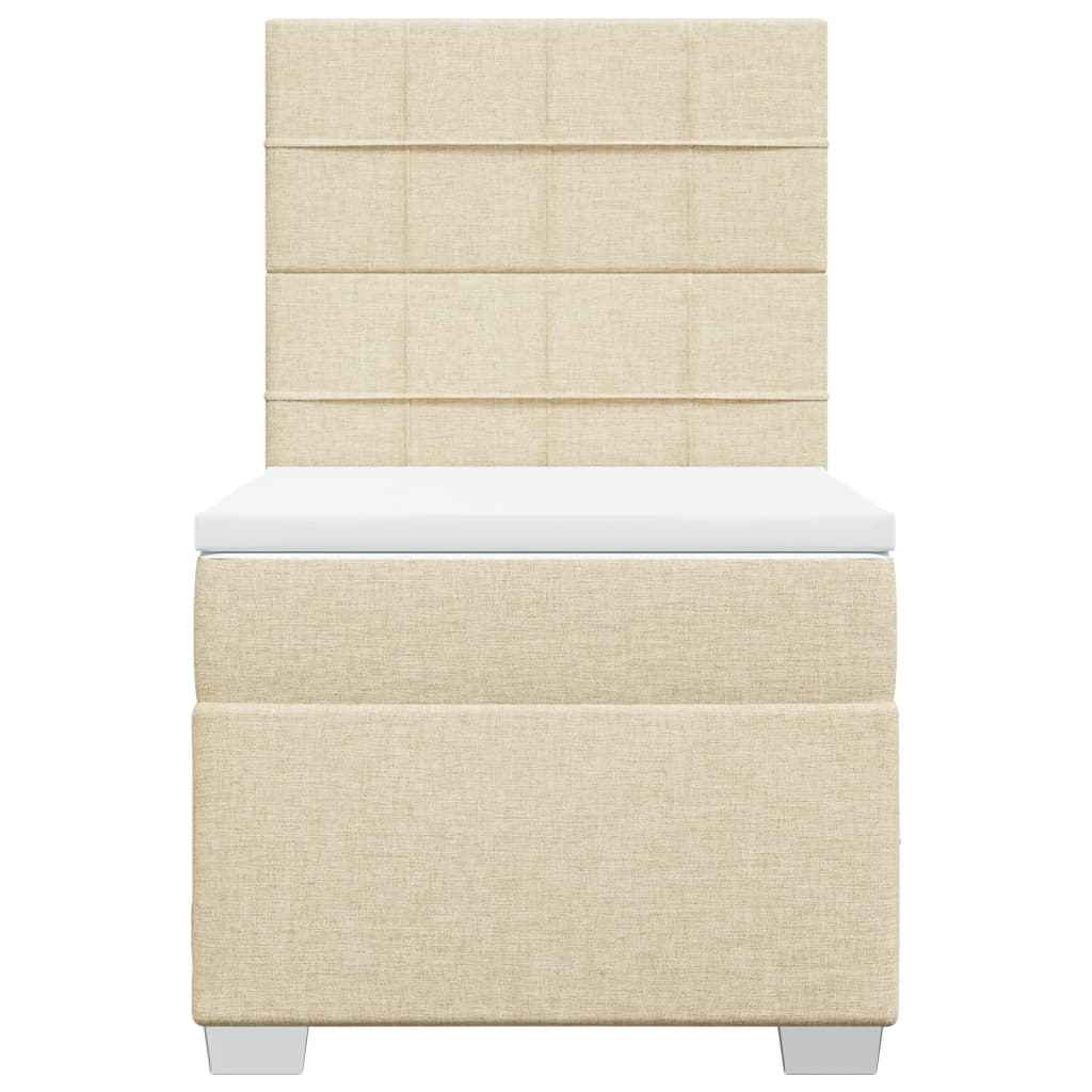 Pat box spring cu saltea, crem, 90x190 cm, textil