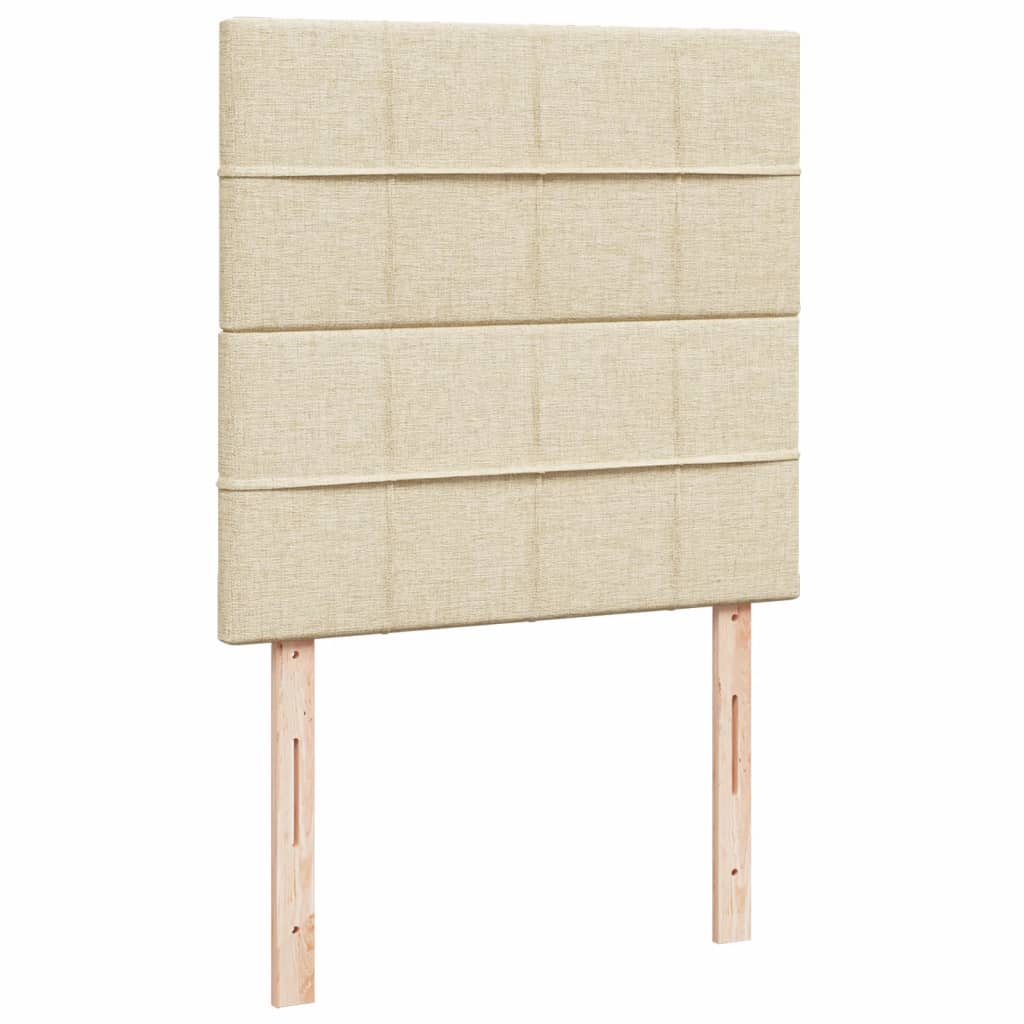 Pat box spring cu saltea, crem, 90x190 cm, textil