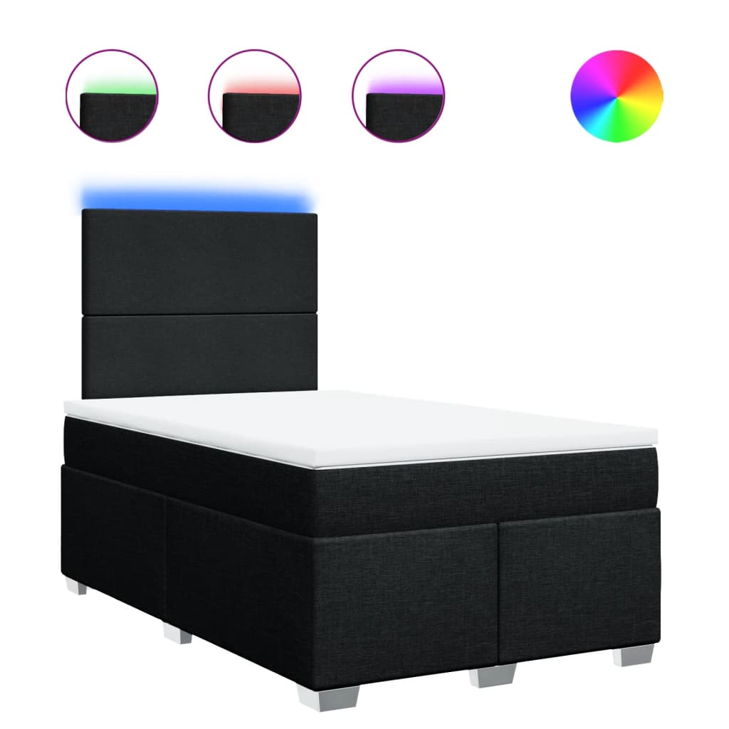 Pat box spring cu saltea, negru, 120x200 cm, textil