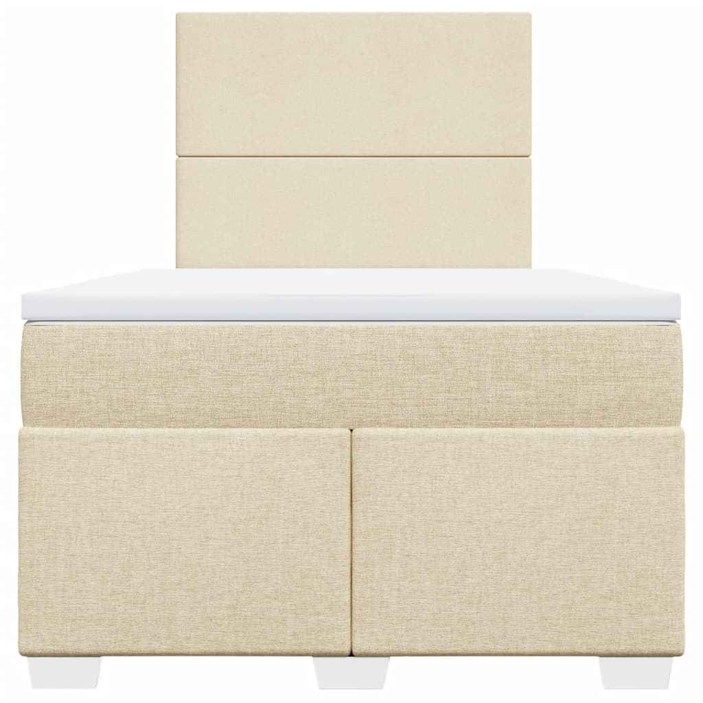 Pat box spring cu saltea, crem, 120x200 cm, textil