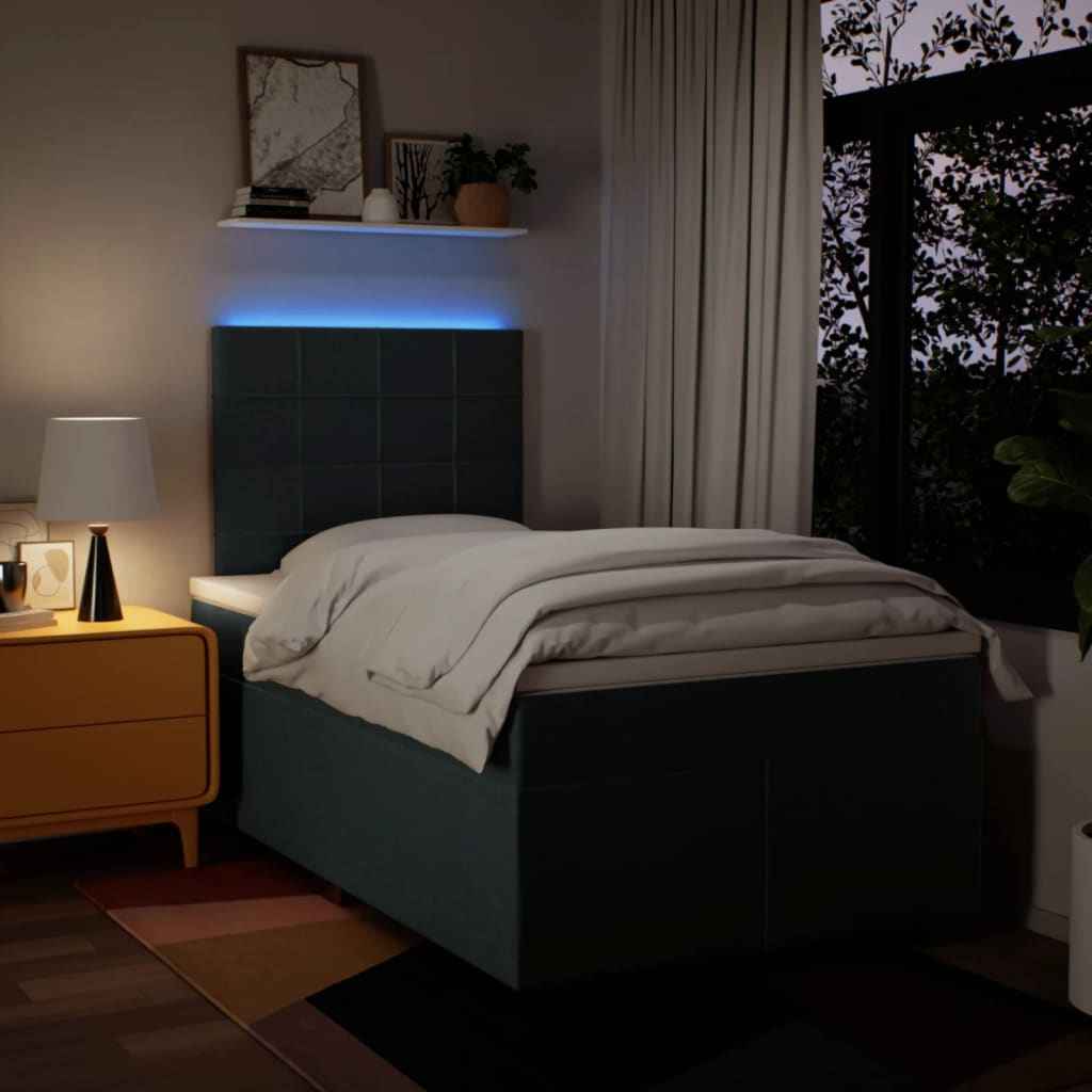 Pat box spring cu saltea, albastru, 120x200 cm, textil