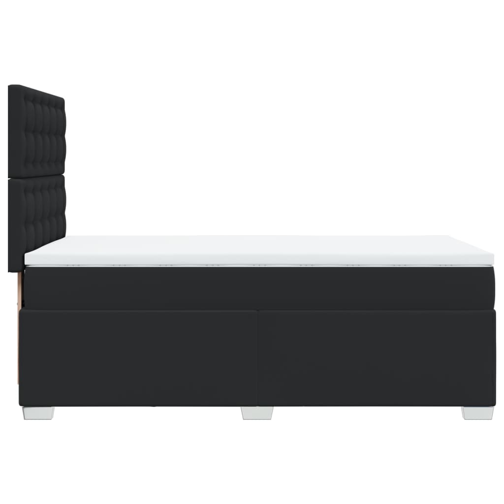 Pat box spring cu saltea, negru, 90x190 cm, piele ecologică