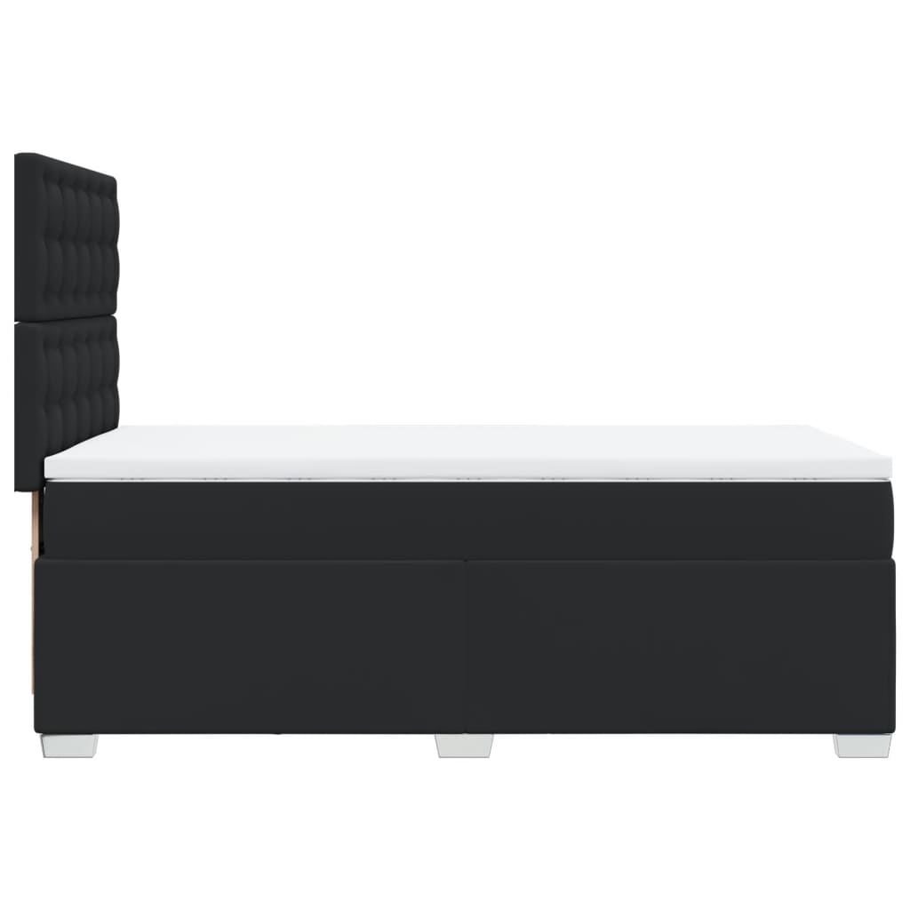 Pat cu arcuri cu saltea, negru, de o persoană, piele ecologică