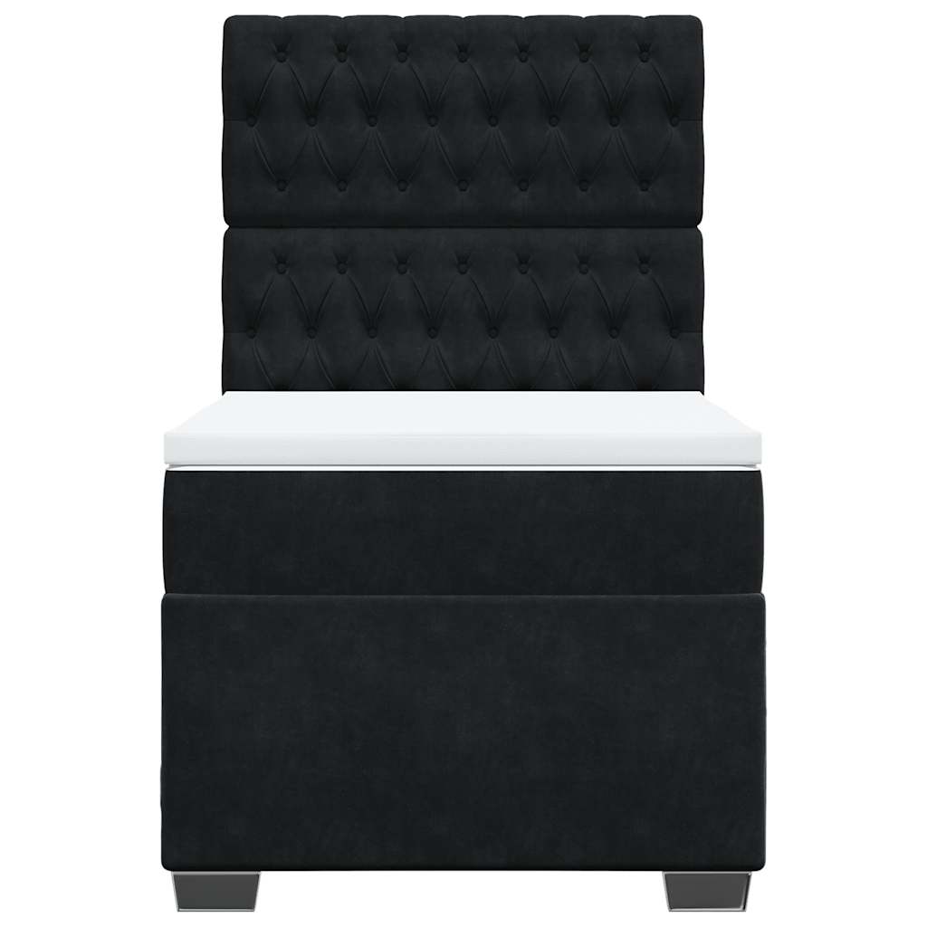 Pat box spring cu saltea, negru, 80x200 cm, catifea