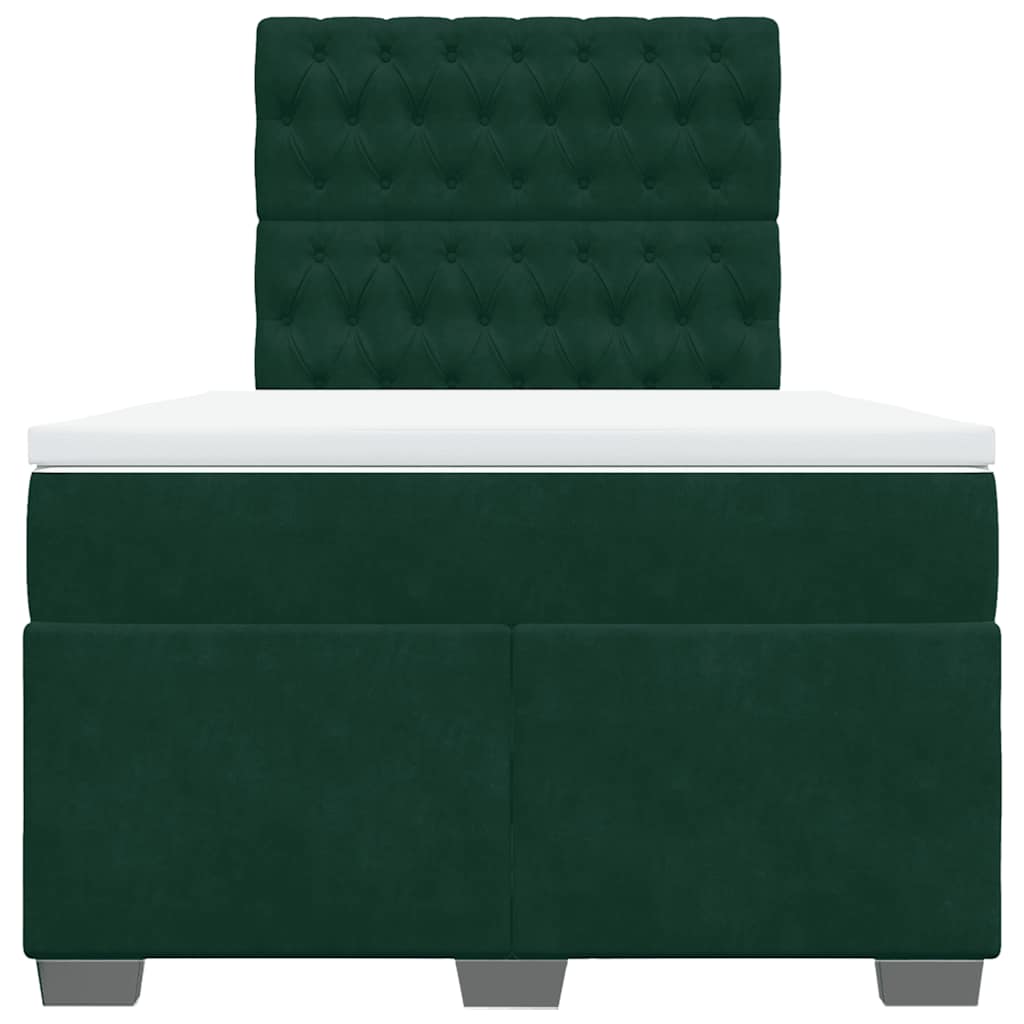 Pat box spring cu saltea, verde închis, 120x190 cm, catifea