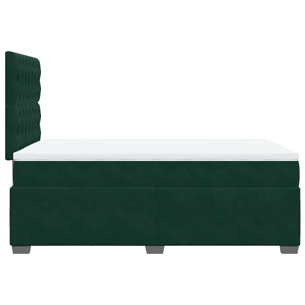 Pat box spring cu saltea, verde închis, 120x190 cm, catifea