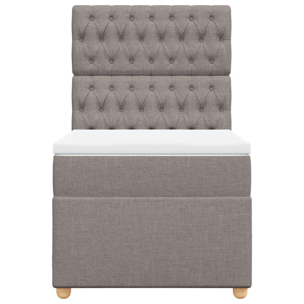 Pat box spring cu saltea, gri taupe, 80x200 cm, textil