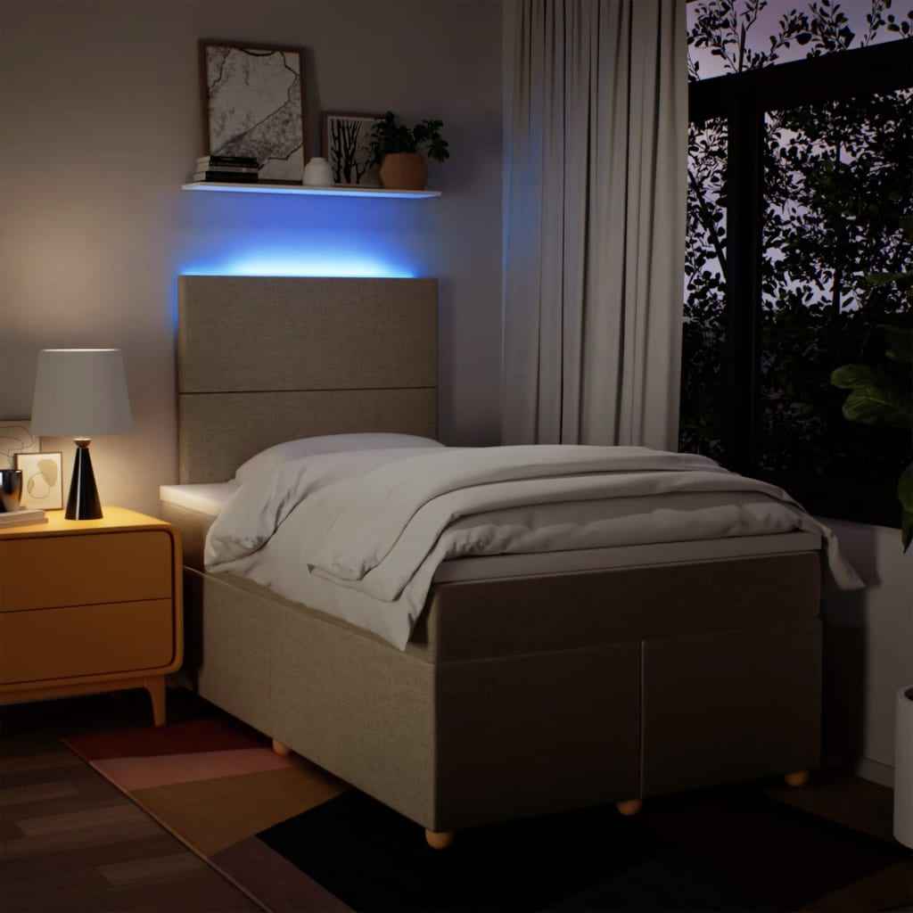 Pat continental cu saltea, crem, 120x190 cm, textil