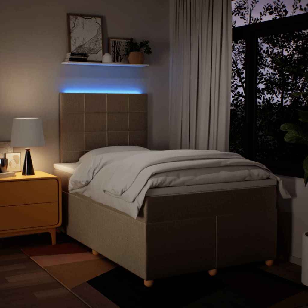 Pat continental cu saltea, crem, 120x190 cm, textil