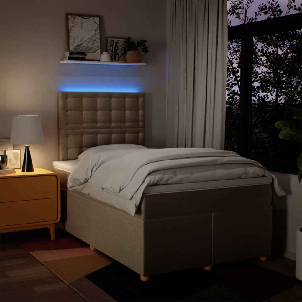 Pat continental cu saltea, crem, 120x190 cm, textil