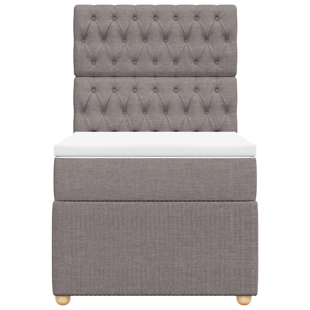 Pat box spring cu saltea, gri taupe, 80x200 cm, textil