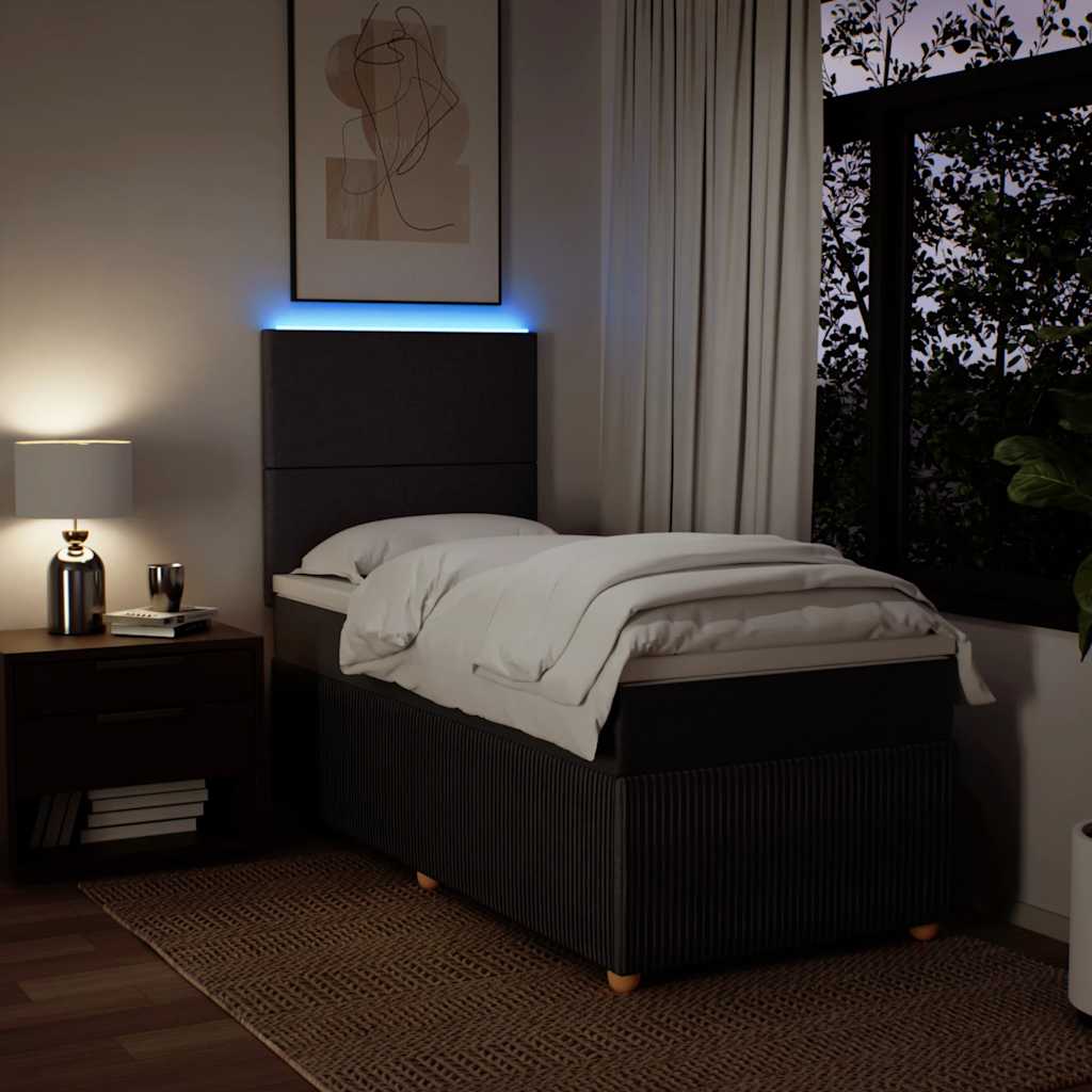 Pat box spring cu saltea, maro închis, 90x200 cm, textil