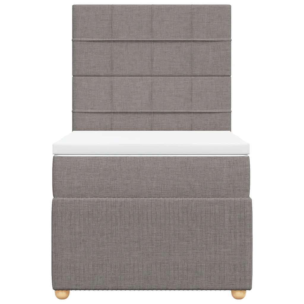 Pat box spring cu saltea, gri taupe, 90x200 cm, textil