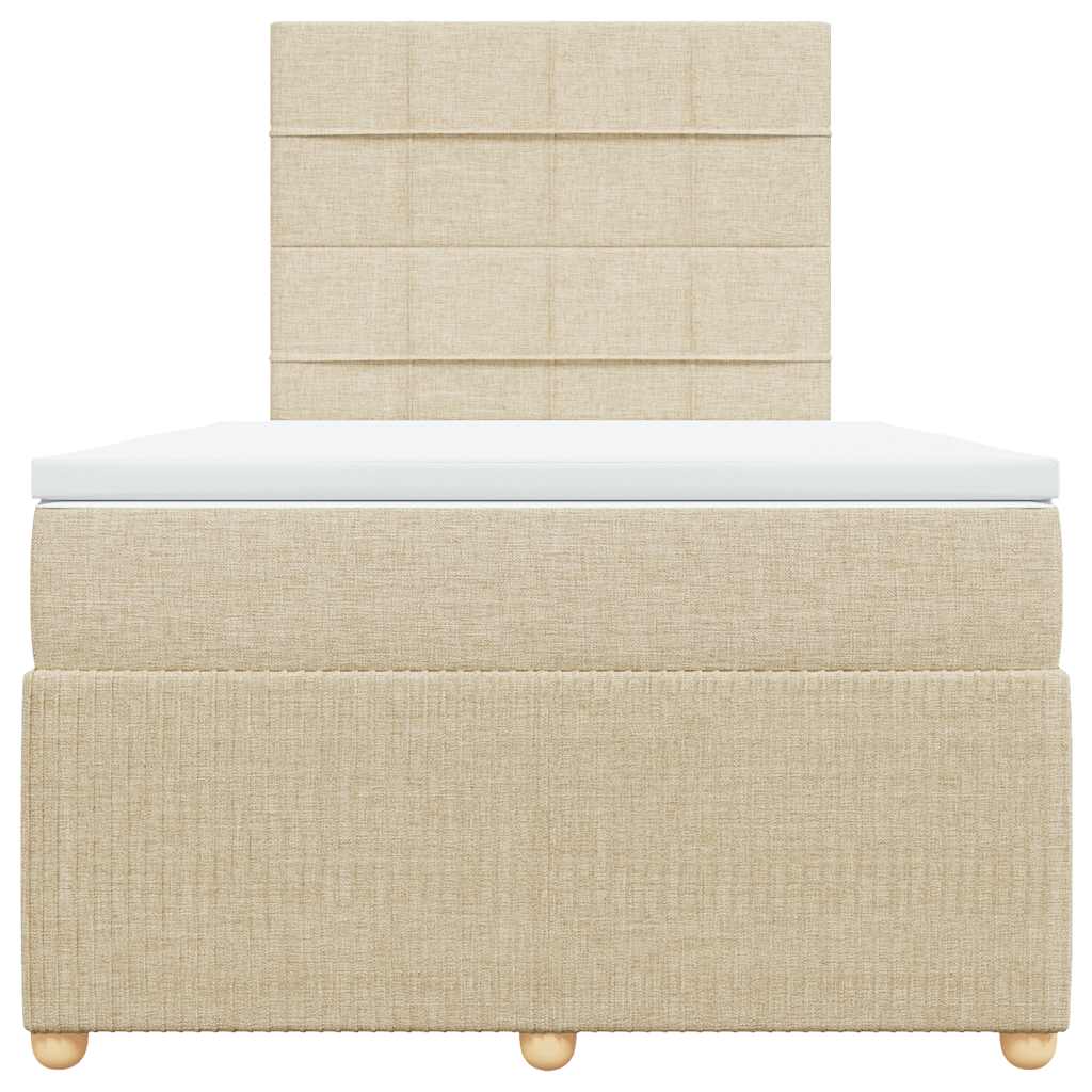 Pat box spring cu saltea, crem, 120x200 cm, textil