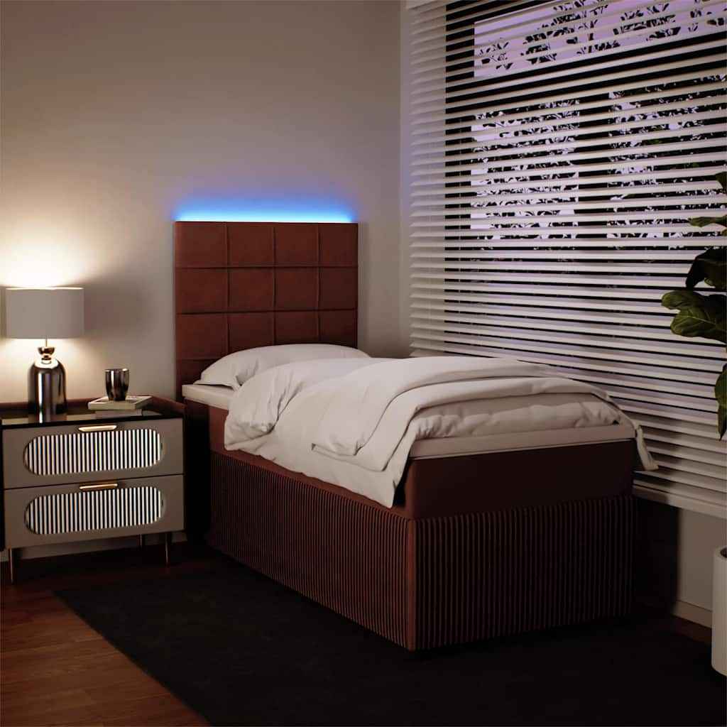 Pat box spring cu saltea, roz, 80x200 cm, catifea