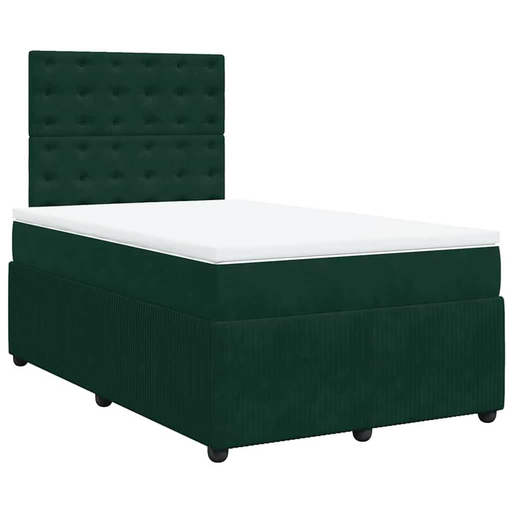 Pat box spring cu saltea, verde închis, 120x190 cm, catifea