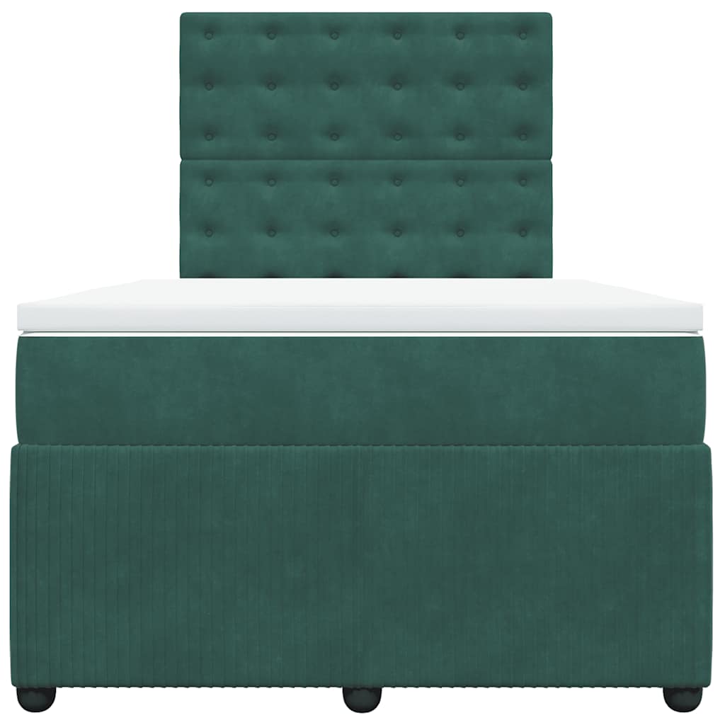 Pat box spring cu saltea, verde închis, 120x190 cm, catifea