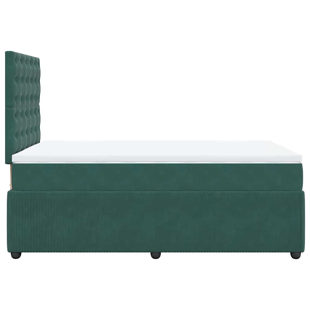 Pat box spring cu saltea, verde închis, 120x190 cm, catifea