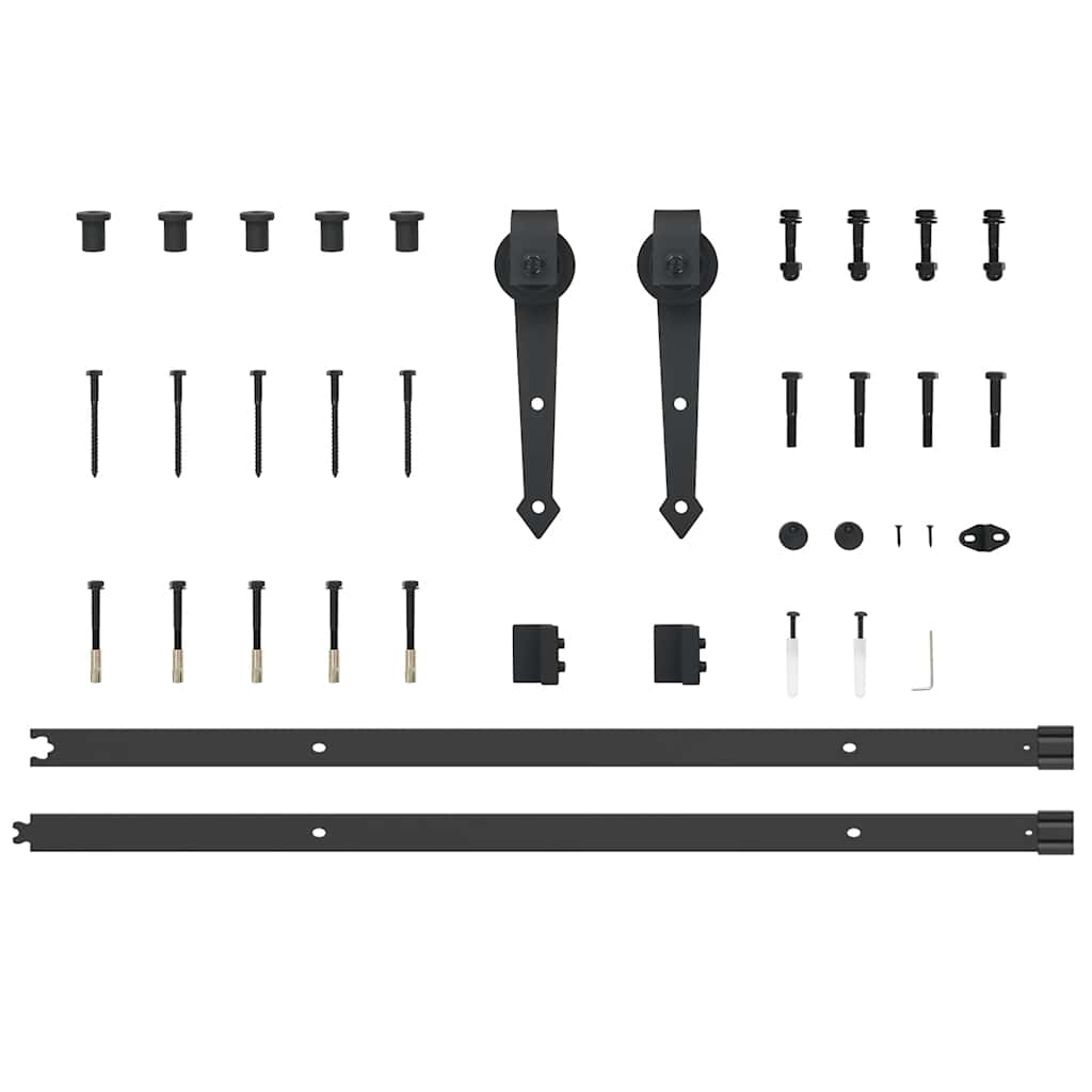Set feronerie pentru uși glisante, negru, 213,5 cm, oțel
