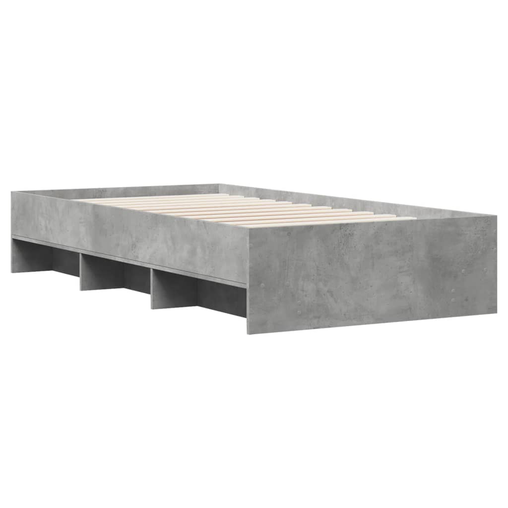 Cadru de pat, gri beton, 100x200 cm, lemn prelucrat