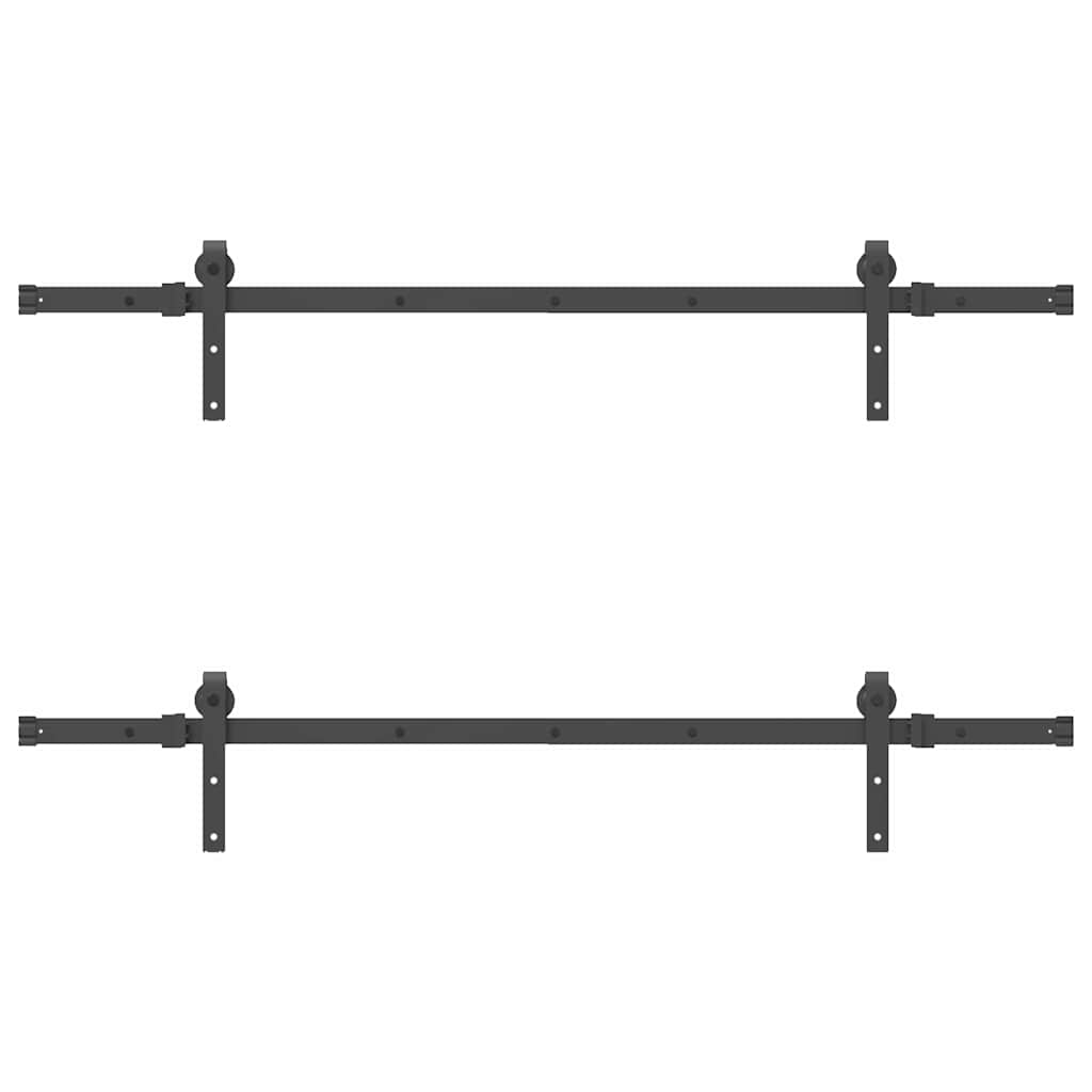 Set feronerie pentru uși glisante, negru, 152,5 cm, oțel