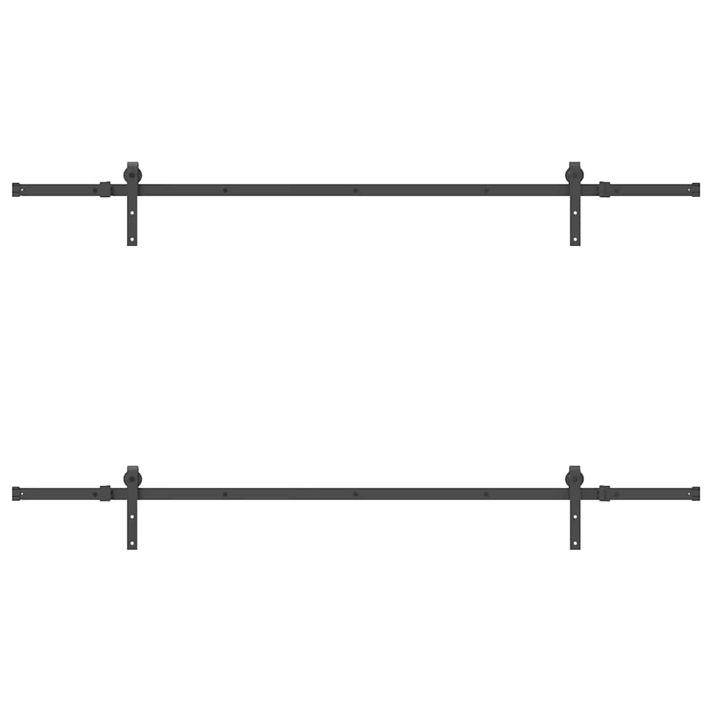 Set feronerie pentru uși glisante, negru, 213,5 cm, oțel