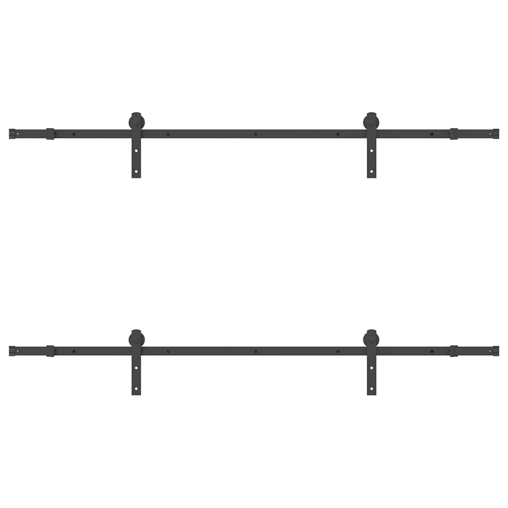 Set feronerie pentru uși glisante, negru, 213,5 cm, oțel