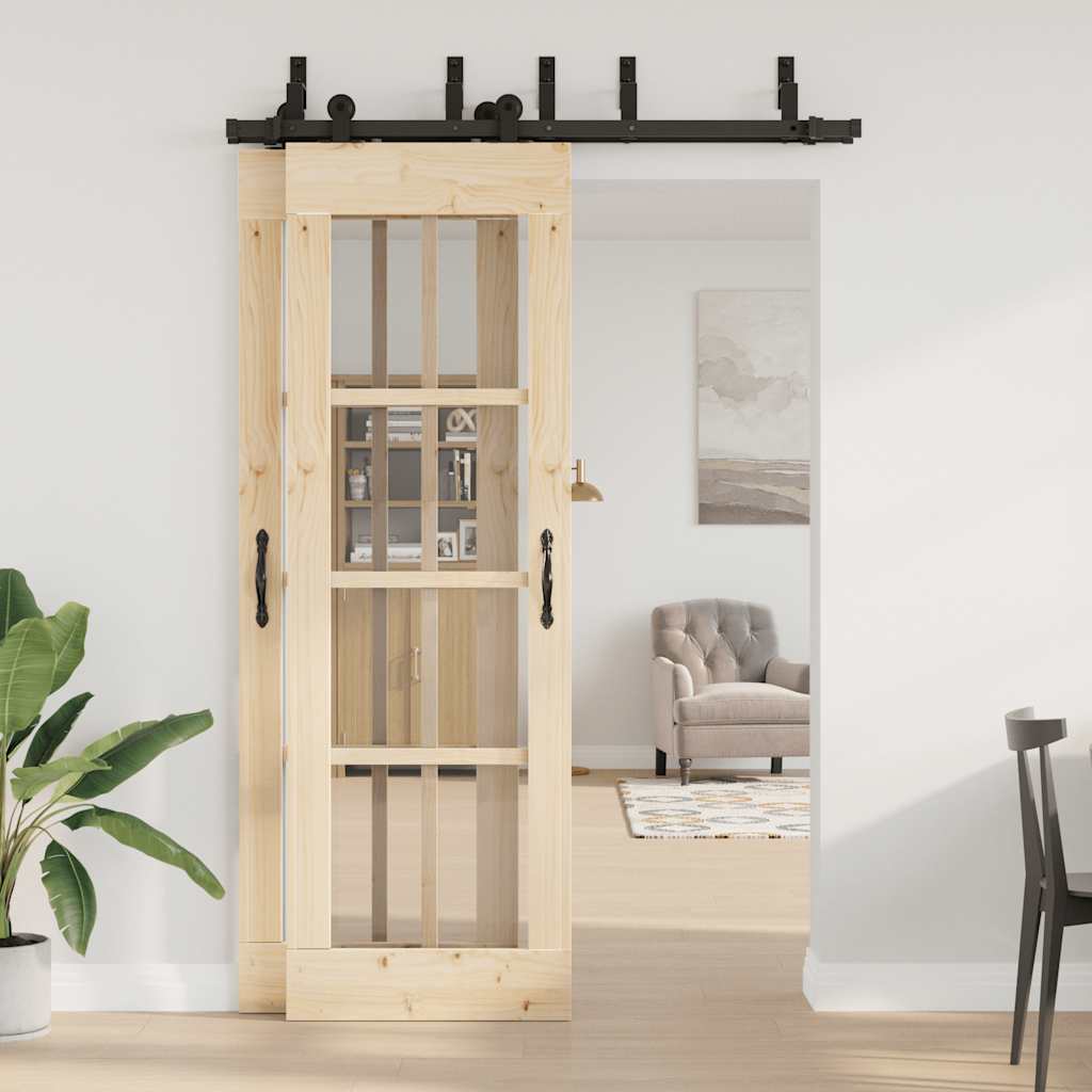 Set feronerie pentru uși glisante, negru, 152,5 cm, oțel