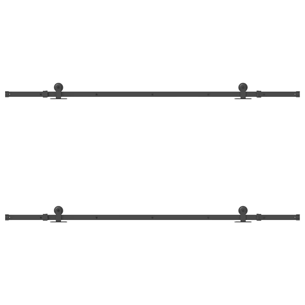 Set feronerie pentru uși glisante, negru, 213,5 cm, oțel