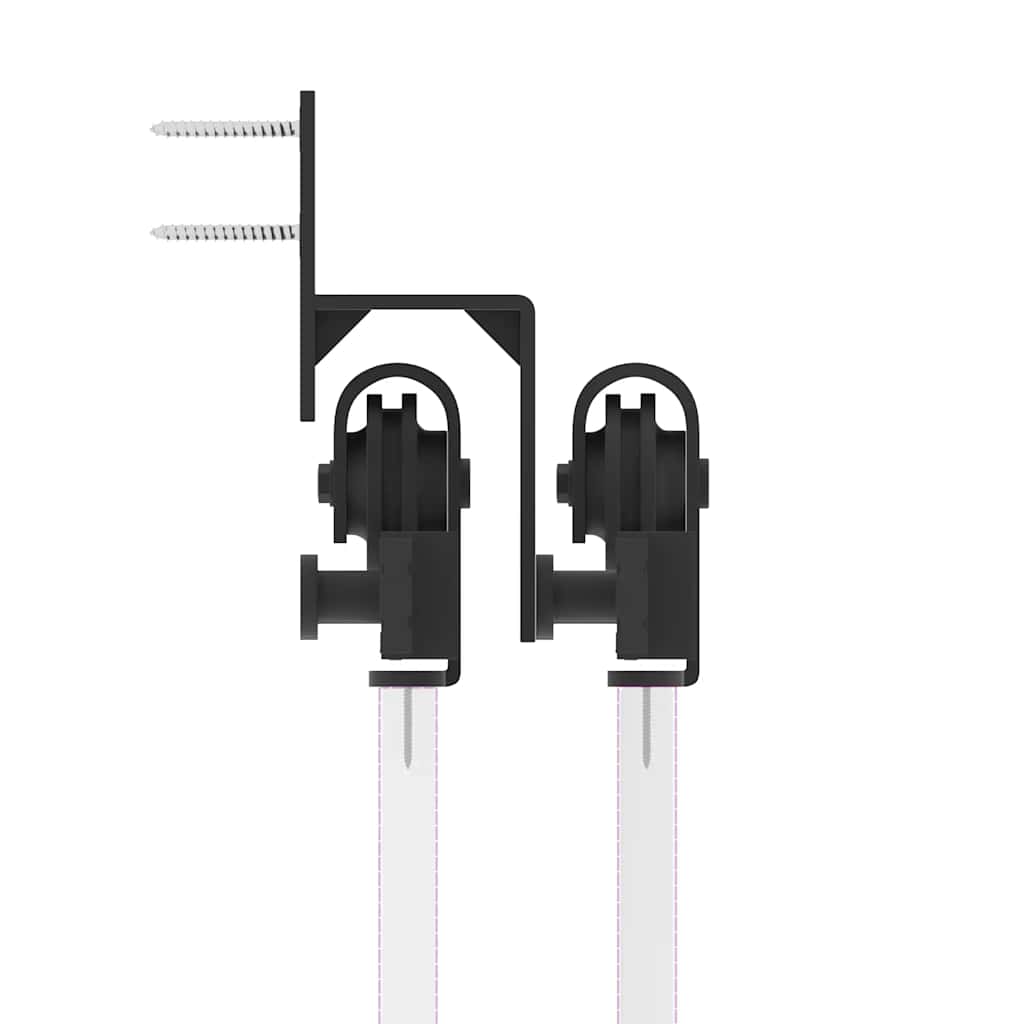 Set feronerie pentru uși glisante, negru, 200 cm, oțel