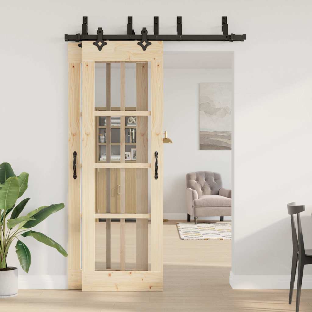 Set feronerie pentru uși glisante, negru, 152,5 cm, oțel