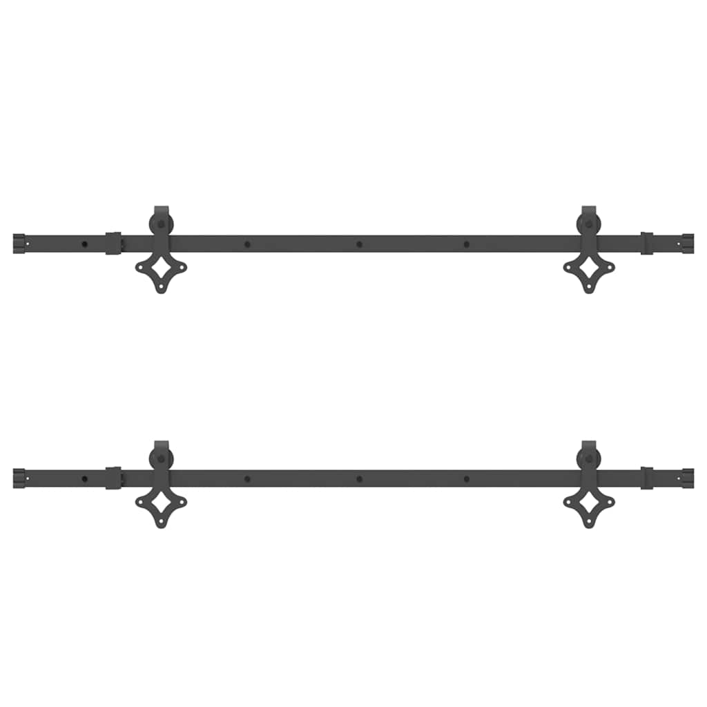 Set feronerie pentru uși glisante, negru, 152,5 cm, oțel