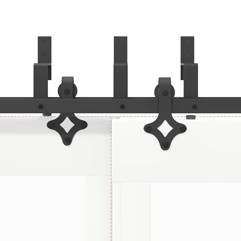 Set feronerie pentru uși glisante, negru, 213,5 cm, oțel