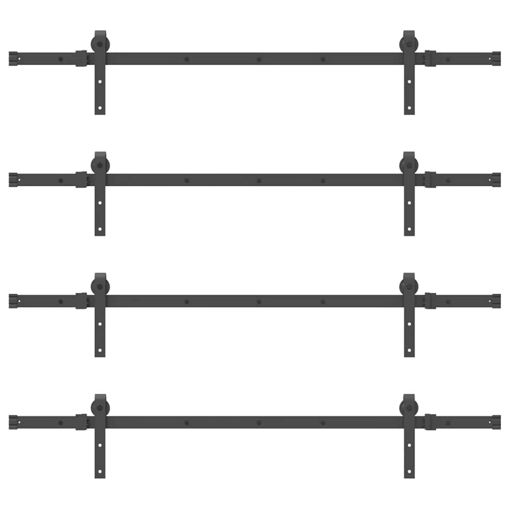 Set feronerie pentru uși glisante, negru, 305 cm, oțel