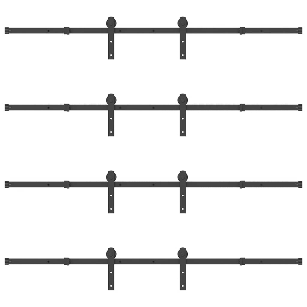 Set feronerie pentru uși glisante, negru, 366 cm, oțel