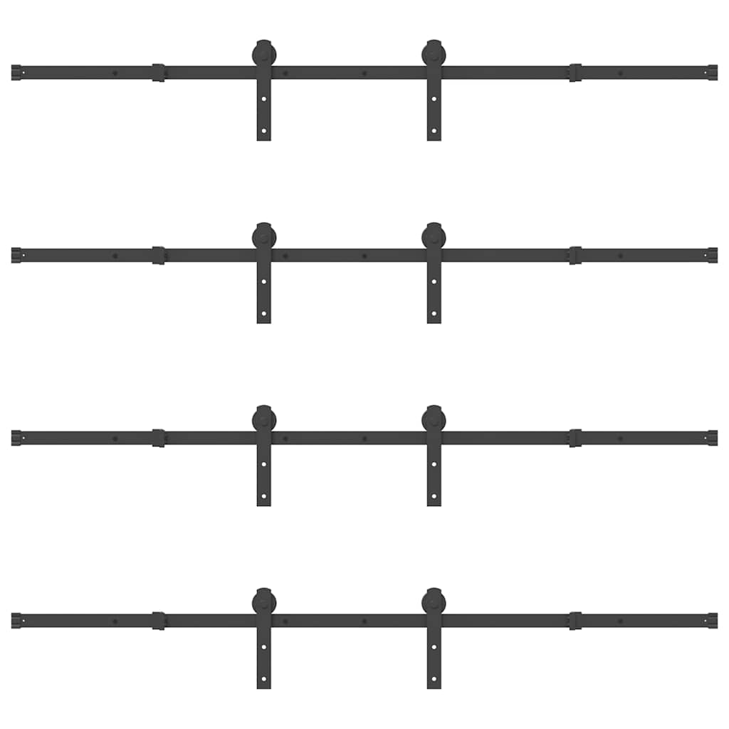 Set feronerie pentru uși glisante, negru, 400 cm, oțel