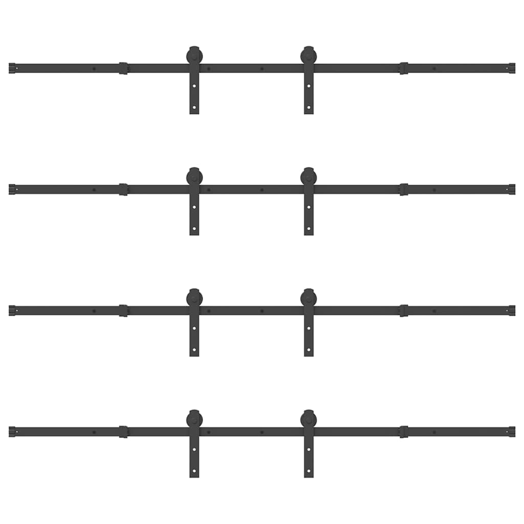 Set feronerie pentru uși glisante, negru, 427 cm, oțel