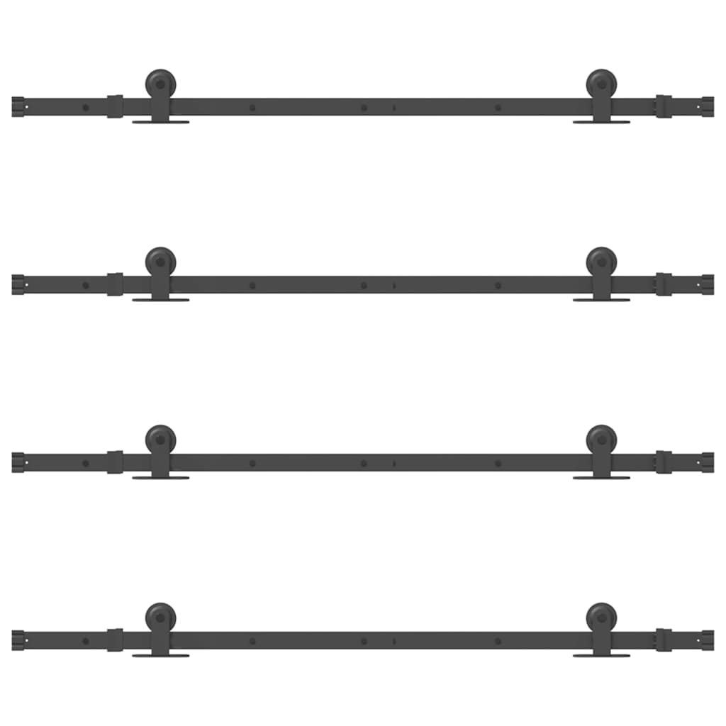 Set feronerie pentru uși glisante, negru, 305 cm, oțel