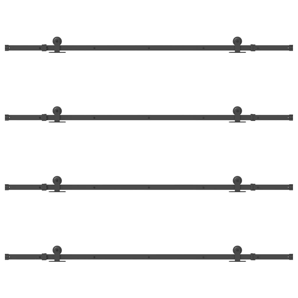 Set feronerie pentru uși glisante, negru, 427 cm, oțel
