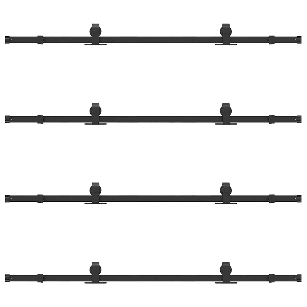 Set feronerie pentru uși glisante, negru, 366 cm, oțel