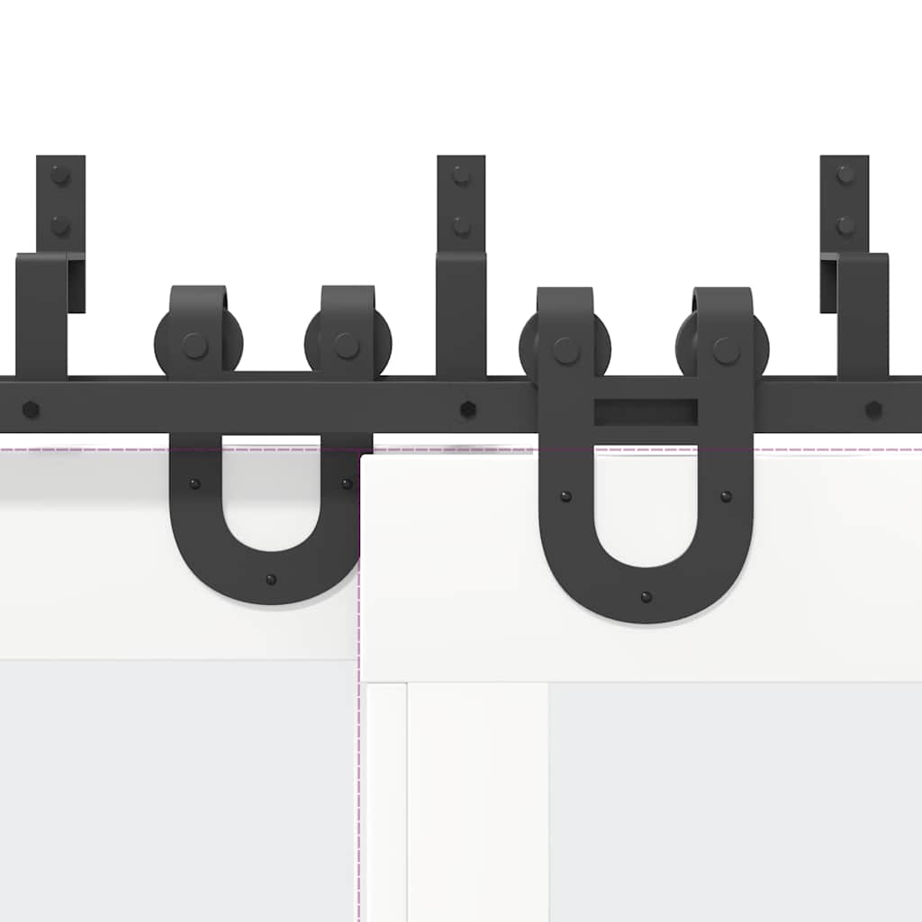 Set feronerie pentru uși glisante, negru, 366 cm, oțel