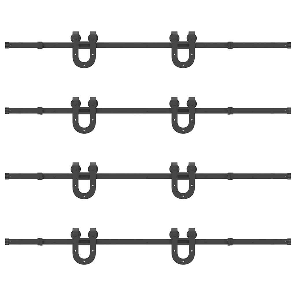 Set feronerie pentru uși glisante, negru, 400 cm, oțel
