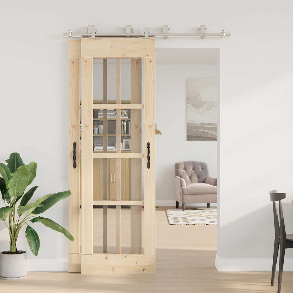 Set piese pentru ușă glisantă, argintiu, 183 cm oțel inoxidabil