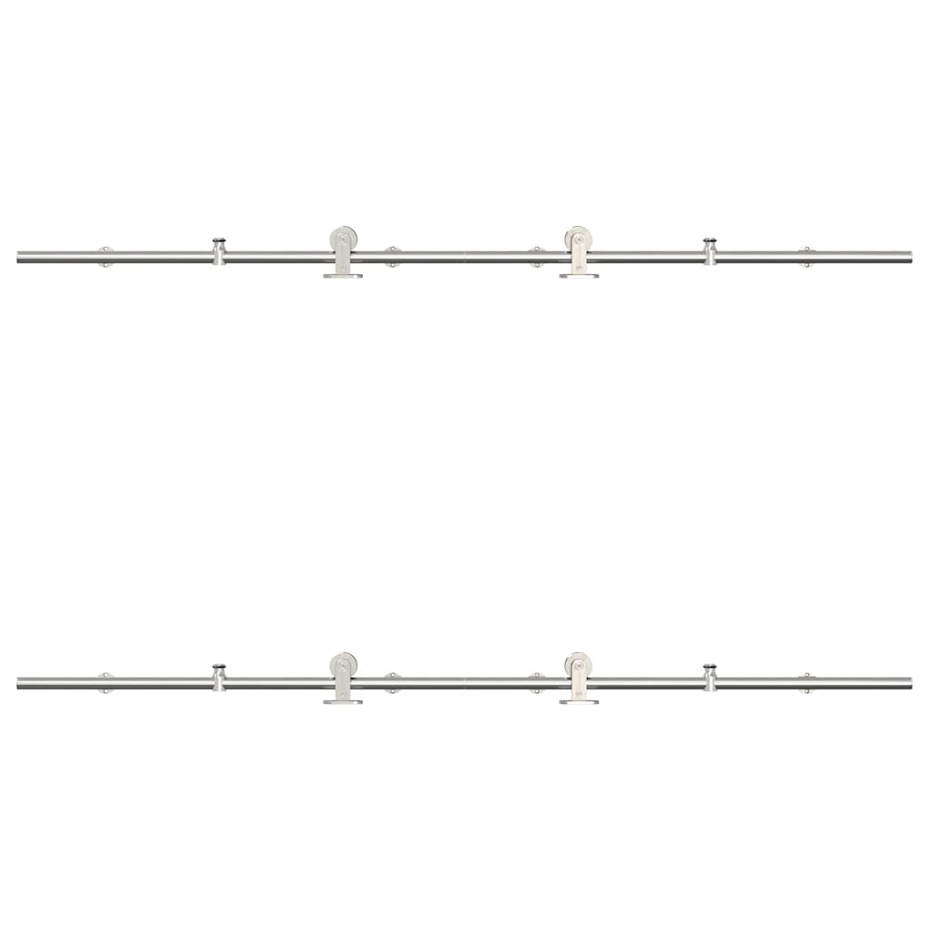 Set piese pentru ușă glisantă, argintiu, 183 cm oțel inoxidabil