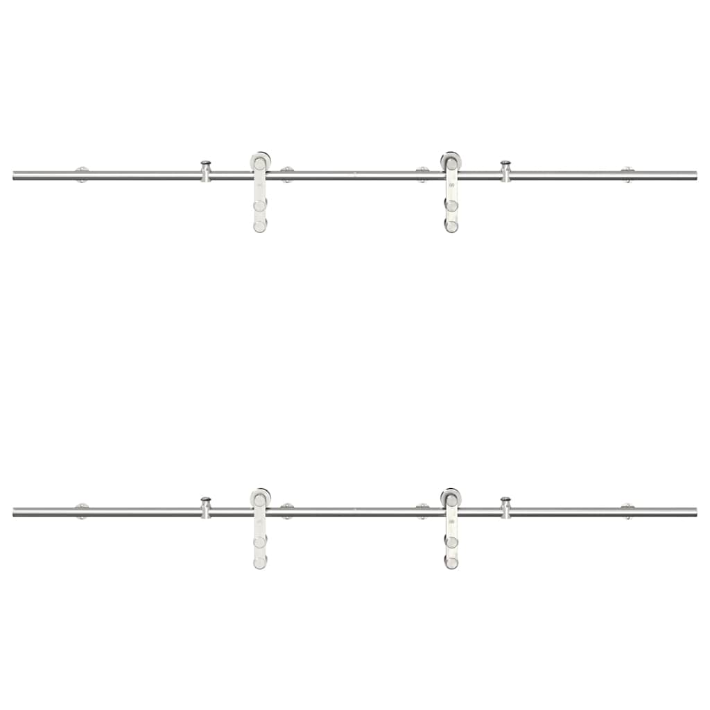 Set piese pentru ușă glisantă, argintiu, 183 cm oțel inoxidabil