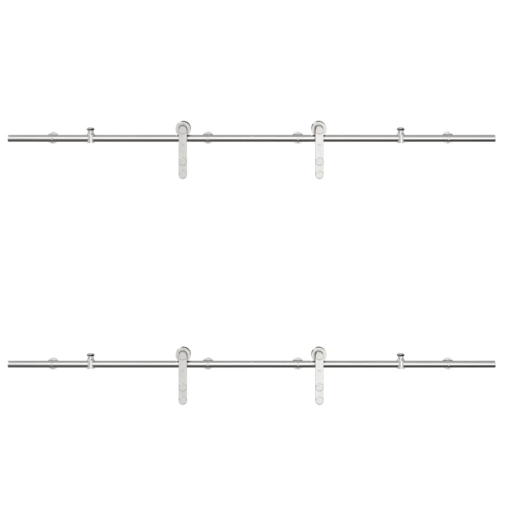 Set piese pentru ușă glisantă, argintiu, 183 cm oțel inoxidabil